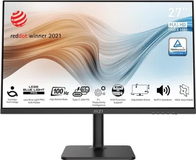 Obrázok produktu pre MSI Modern MD272XPDE, 68,6 cm (27"), 1920 x 1080 px, Full HD, LCD, 4 ms, Čierna