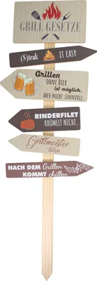 Produktbild von Riffelmacher Holz-Dekostecker Grillgesetze | 25x80 cm | natur-braun | 01672