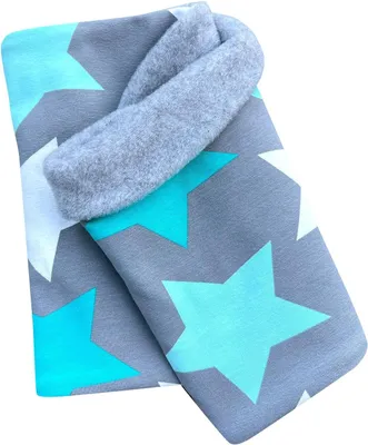 Imagen del producto de Bufanda térmica, color gris/verde menta, con estampado de estrellas, ideal para los días fríos