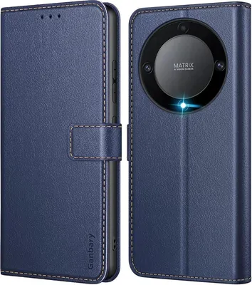 Image de Ganbary Housse de téléphone portable pour Honor Magic 5 Lite - Housse en cuir premium à rabat avec fentes pour cartes, fermeture magnétique et fonction stand - Bleu