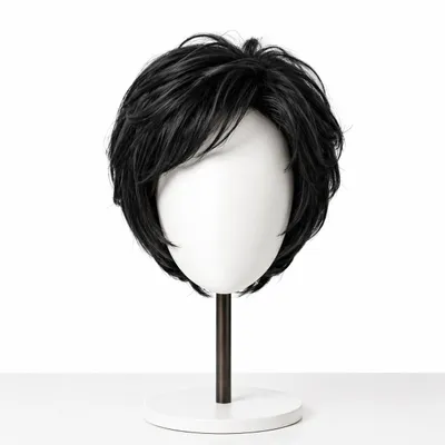 Image de Postiche naturel pour femme de 22 cm, extension de cheveux à clip en fibre thermorésistante - HATIPS Noir moyen