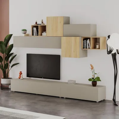 Immagine prodotto di Parete attrezzata colore cashmere e rovere Tromen 260 cm