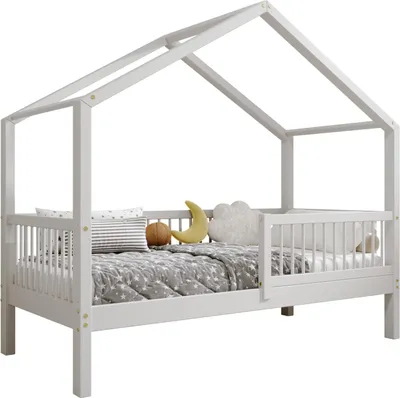 Obrázek produktu pro Dětská postel TIMBEE MURLO 80x160 cm šedá s roštovým rámem přírodní dřevo borovice výška nohou postele 23 cm