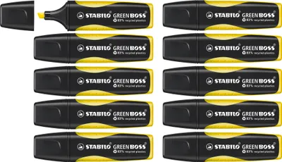 Produktbild von STABILO Umweltfreundlicher Textmarker - GREEN BOSS - 10er Pack - gelb