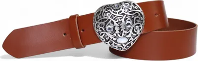Produktbild von FRONHOFER Damen Ledergürtel mit funkelnder Strass Herz Gürtelschnalle 4 cm, echt Leder