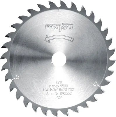 Produktbild von mafell Sägeblatt-HM 160 x 1,2/1,8 x 20 mm, Z 32, WZ, für Feinschnitte in Holz - 092552