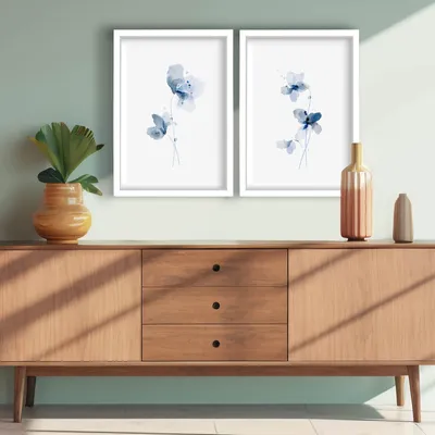 Produktbild von Wallity, 2p3752softct-011, Dekorativ gerahmtes MDF-Gemälde (2 Stück), 100 % MDF, Mehrfarbig, 38 x 53 cm