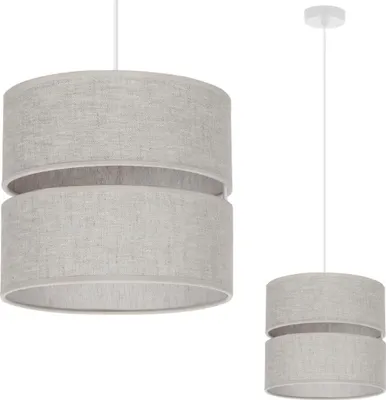 Imagen del producto de Lámpara colgante de lino blanco, con pantalla beige (modelo L01) de 20 cm