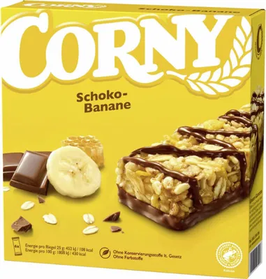 Obrázek produktu pro Müsli tyčinka Corny chocolate banana s banány a mléčnou čokoládou 150g