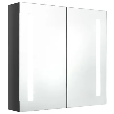 Immagine prodotto di Armadietto Bagno con Specchio e LED Grigio Lucido 62x14x60 cm