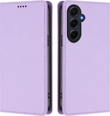 Obrázek produktu pro Kožené pouzdro pro Samsung Galaxy A55, magnetické flipové pouzdro zPolyuretankůže se stojánkem Světle fialová
