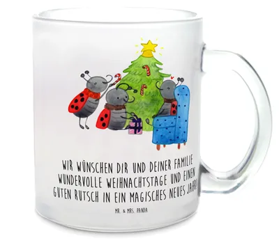 Produktbild von Mr. & Mrs. Panda Häferl Weihnachten Smörle - Transparent - Geschenk, Pott, Trinkglas, Pfefferminzstange, Wintermotiv, Teetasse, Teeglas, Glas, Tannennadeln, Tee Tasse