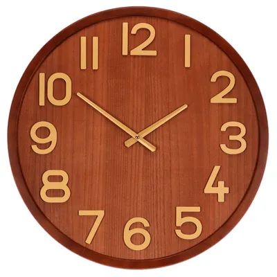 Productafbeelding van Wandklok Autronic diameter 60 cm-hout en MDF-fineerimitatie (HW4020)