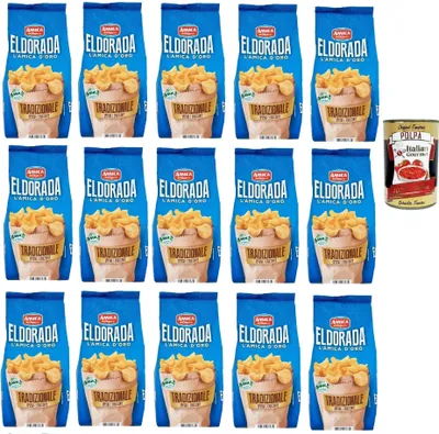 Produktbild von Amica Chips Eldorada Chips Tradizionale Kartoffelchips gesalzen 15x 130g Kartoffel + Italian Gourmet polpa 400g