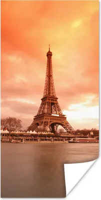 Produktbild von MuchoWow® Poster Eiffelturm - Paris - Himmel 80x160 cm - Kinderzimmer