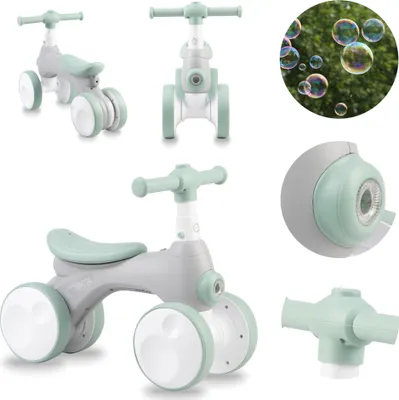 Produktbild von MoMi TOBIS – Kinder Laufrad ohne Pedale mit Seifenblasen, LED-Licht & Hupe, verstellbarer Lenker, fördert Gleichgewicht, ab 2 Jahren – Grau