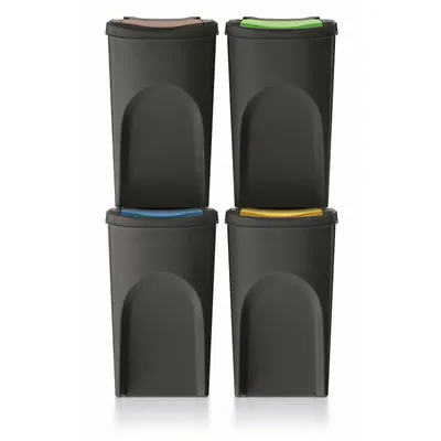 Produktbild von Keden SORTI BOX Abfallbehälter 4x35l - schwarz Recycling