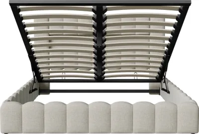 Produktbild von Polsterbett 160x200cm, Boxspringbett mit hydraulisches Bettkasten, Bett mit Lattenrost, Leselicht mit USB-Ladeanschluss und LED-Beleuchtung, Stauraumbett Doppelbett Jugendbett (Beige)