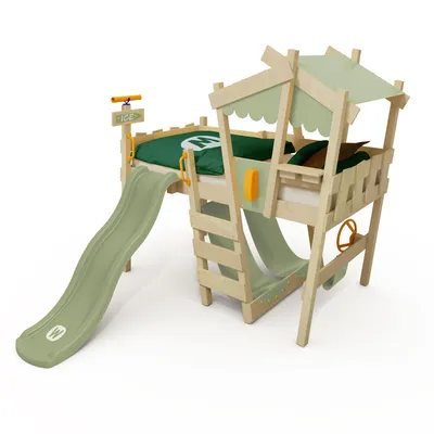 Immagine prodotto di Letto a castello per bambini Wickey CrAzY Snuggy con scivolo - Verde pastello