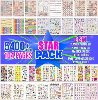 Productafbeelding van Colortouch 3D-stickers, planner-stickerset, 5400+ stuks 104 vellen opgeblazen 3D-stickers voor kinderen, kinderstickers; bullet journal, stickeralbum