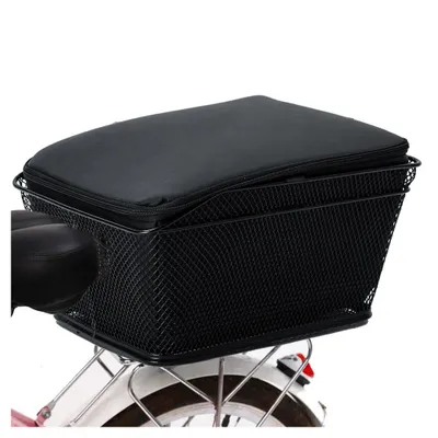 Obrázek produktu pro Zadní košík na kolo 40 x 30 x 20 cm Kovový drátěný košík na kolo s 20 l vodotěsnou brašnou na kolo a pláštěnkou Velká kapacita