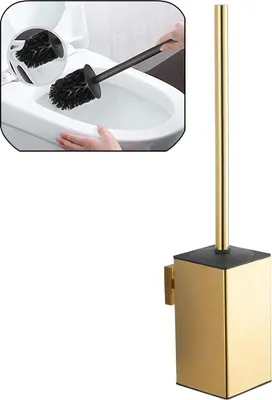 Obrázok produktu pre Nástenný držiak na WC kefu z nehrdzavejúcej ocele 304, štvorcový, zlatý