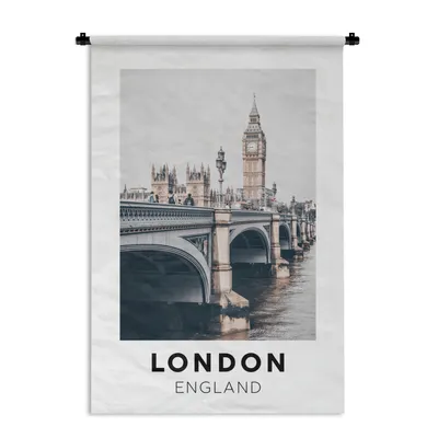 Produktbild von MuchoWow® Wandteppich Wandbehang London - England - Brücke 60x90 cm Tapisserie Dekoration Wandtuch - Foto-Teppich - Abwaschbar