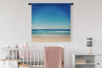 Produktbild von MuchoWow® Wandteppich Wandbehang Strand - Meer - Blau 90x90 cm Tapisserie Dekoration Wandtuch - Wandaufhänger