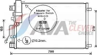Produktbild von AVA COOLING SYSTEMS DNA5283D Kondensator Klimaanlage Klimakondensator für NISSAN Qashqai / Qashqai +2 I (J10, NJ10) +Trockner