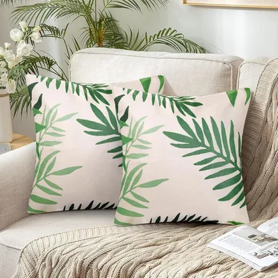 Produktbild von Dekokissenbezüge 40 x 40 cm, Grüne Blätter, 2 Stück, für Sofa, Garten