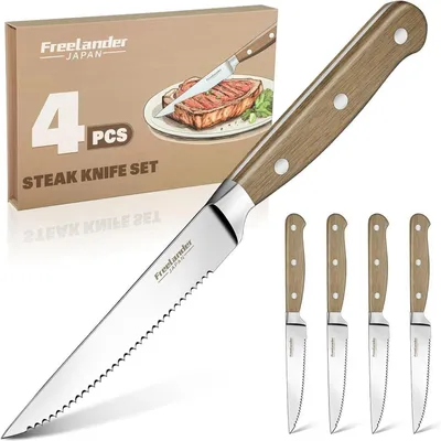 Produktbild von Steakmesser Set 4-teilig mit Wellenschliff | Edelstahl | Geschenkbox
