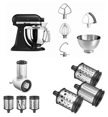 Produktbild von KitchenAid 5KSM175PS mit Gemüseschneider und 3 Zusatztrommeln