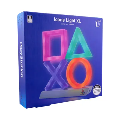 The image shows the packaging of a PlayStation Icons Light XL.