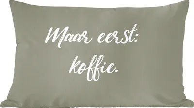 Produktbild von MuchoWow® Zierkissen Sofakissen Wohnzimmer Dekokissen 60x40 cm Sprichwörter - Aber zuerst: Kaffee - Zitate - Kaffee - Kopfkissen - Polster mit Foto