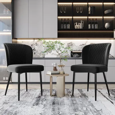Produktbild von Esszimmerstuhl (2 St), Schwarz,Polsterstuhl Design Stuhl mit Rückenlehne,Sitzfläche aus Samt Gestell aus Metall