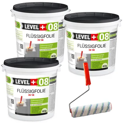 Zdjęcie produktu dla Folia w płynie Level+ FLÜSSIGFOLIE IN L+08 60kg + Wałek Malarski 25cm