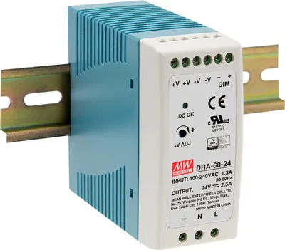 Produktbild von MEANWELL DRA-60-12, DC AC Hutschienen-Netzteil, DIN, 60W 12V 5A