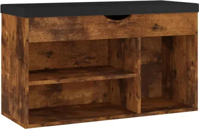 Obrázek produktu pro vidaXL Lavice na boty s polštářem kouřový dub 80x30x47 cm výrobek ze dřeva