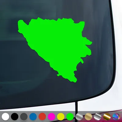 Produktbild von PantherPixel Bosnien Aufkleber Umriss Kontur Reisen Herzegowina Sticker Auto Geschenkidee Farbe Neon-Grün