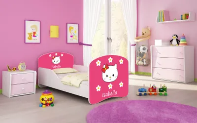 Produktbild von ACMA I Jugendbett Kinderbett Junior-Bett Komplett-Set mit Matratze Lattenrost Weiß 16 Sweet Kitty 2 160x80