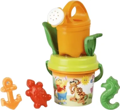 Image de Set de jouets pour l'eau et le sable avec seau, arroseurs, moules et outils dans un sac à dos Poppy