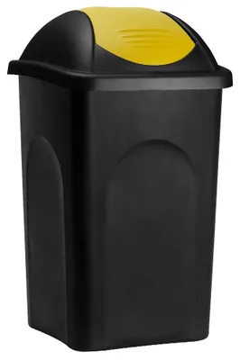 Produktbild von Stefanplast® Mülleimer mit Schwingdeckel 60L Abfalleimer Geruchsarm Küche Bad Biomüll Gelber Sack Kunststoff Mülltrennung Schwarz