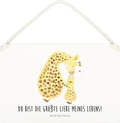 Produktbild von Mr. & Mrs. Panda Schild Giraffe Kind DIN A5 - Weiß - Geschenk, holzbild, Mutter, Dekobrett, Afrika, Lieblingsmensch, Tochter, kleine aufmerksamkeit, Sohn, Türschild, Mama