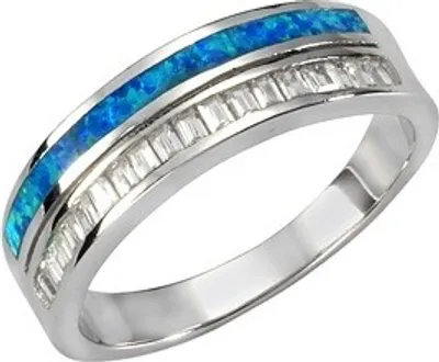 Produktbild von F Ring 925/- Sterling Silber Opal & Zirkonia