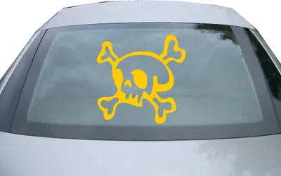 Produktbild von Indigos UG - Aufkleber Heckscheibe & Motorklappe DE6442 - gold - 600x597 mm - Skull - Auto Scheiben Fenster Heckklappe Tuning Racing JDM - Die cut
