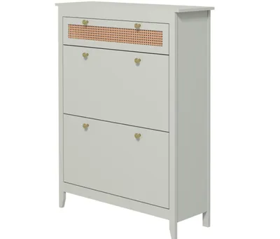 Produktbild von Schuhschrank mit 1 ausziehbaren Schublade, Schuhregal mit 2 Flip-Schubladen, Schuhkommode, 88 x 30 x 120 cm