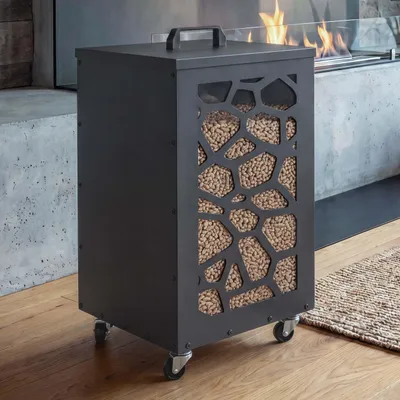 Image de Conteneur à granulés HWC-Q30, bac à granulés, boîte de rangement pour, par exemple, l'alimentation animale, pieds en roulettes, dimensions : 64 x 36 x 36 cm, couleur : anthracite