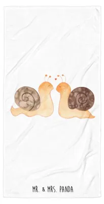 Produktbild von Mr. & Mrs. Panda Strandtuch Schnecken Liebe - Weiß - Geschenk, Frottee-Handtuch, Freundin, Verliebt, Großes Badehandtuch, Pärchen, glücklich, Paar, Zufrieden, Handtuch