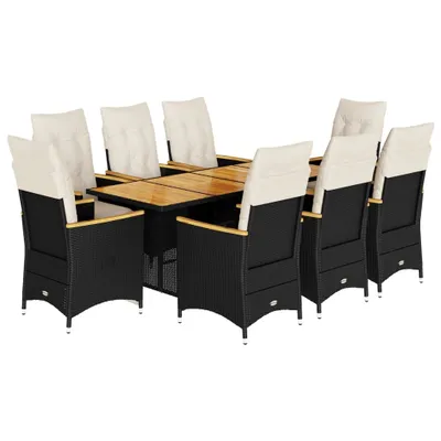 Produktbild von "im Sonderangebot" 9-tlg. Garten-Bistro-Set - elegantes Design - Sitzgruppe/Tisch+ Stuhl - elegantes Design - Sitzgruppe/Gartenmöbel-Set - mit Kissen Schwarz Poly Rattan - Terassenmöbel DEMöbel289159