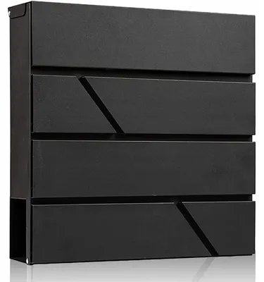 Image de Boîte aux lettres murale 37 x 37 cm noir anthracite avec porte-journaux – boîte à courrier extérieure en acier, serrure à clé